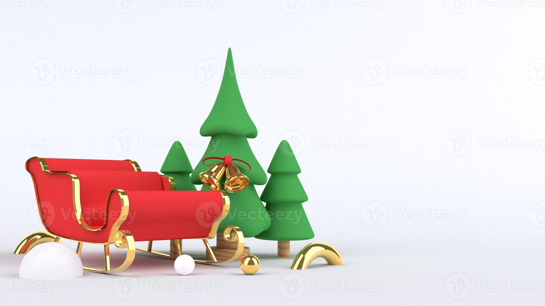 3d rendering Christmas tree design for christmas holiday decorate by ornament geometric shape and giftbox. photo