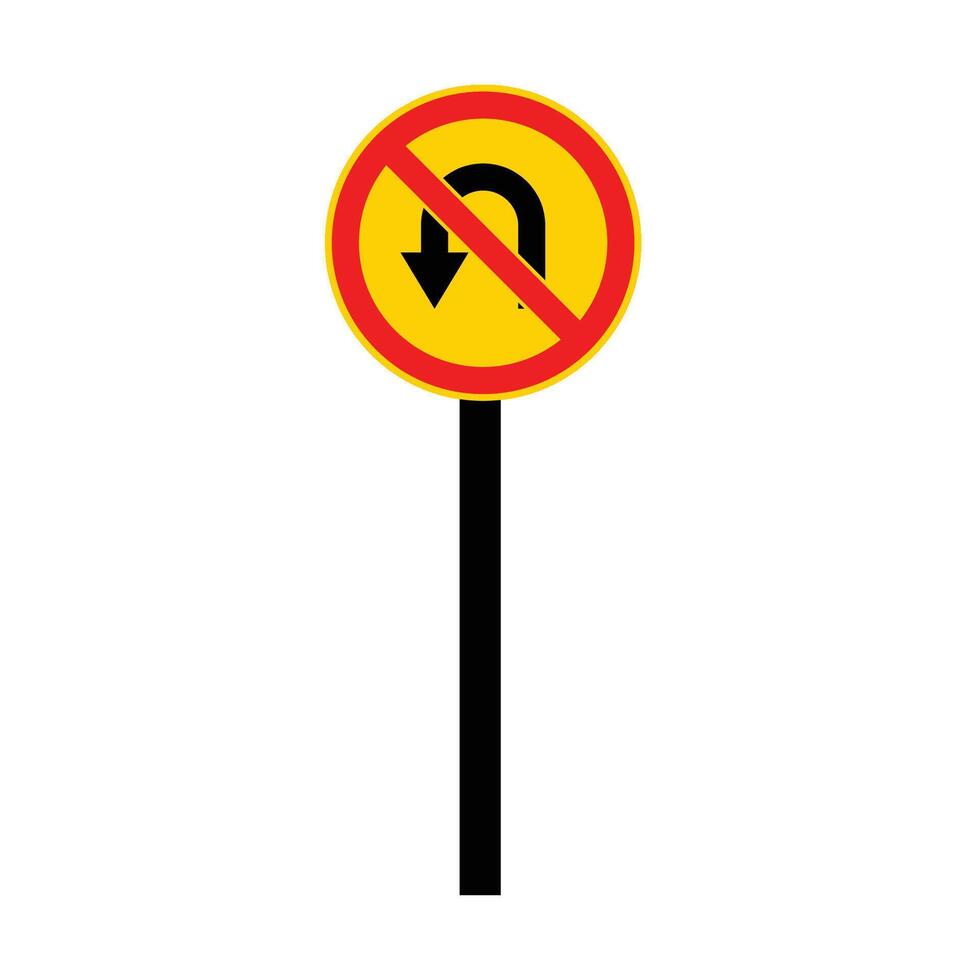 U-turn prohibited icon vector