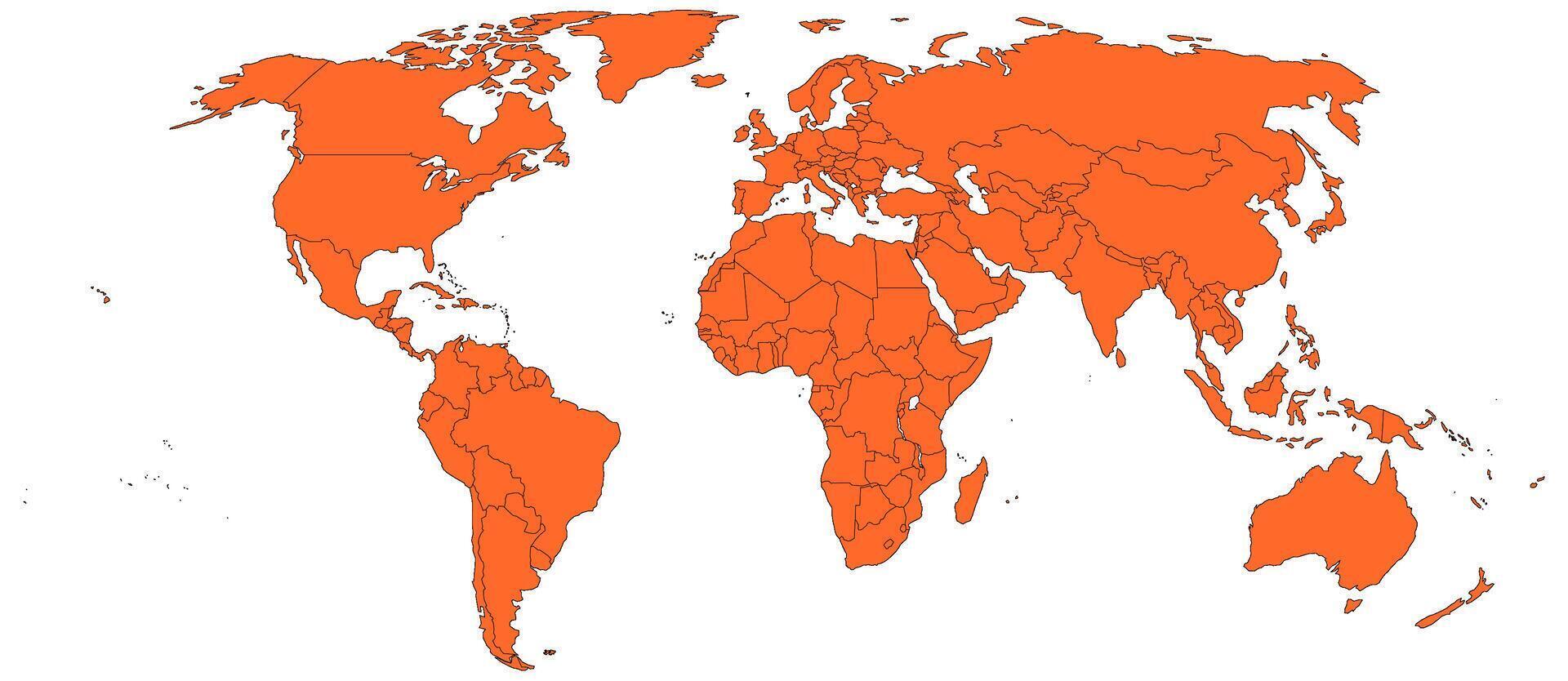 World map on white background. World map template with continents, North and South America, Europe and Asia, Africa and Australia vector