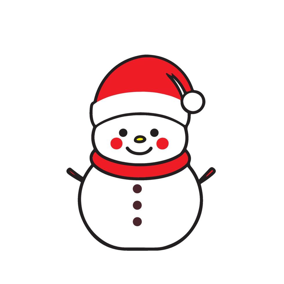 Cute Snowman with Santa Hat and Scarf vector