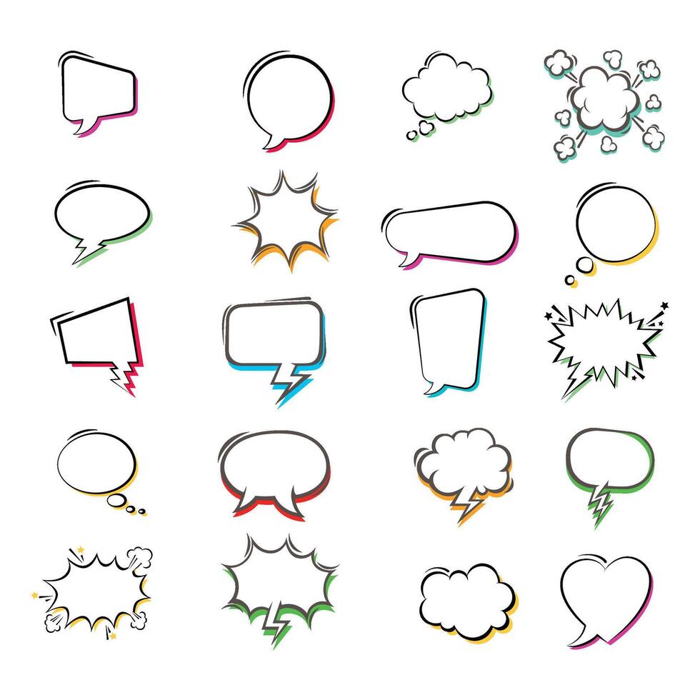 A set of speech bubbles with different shapes vector