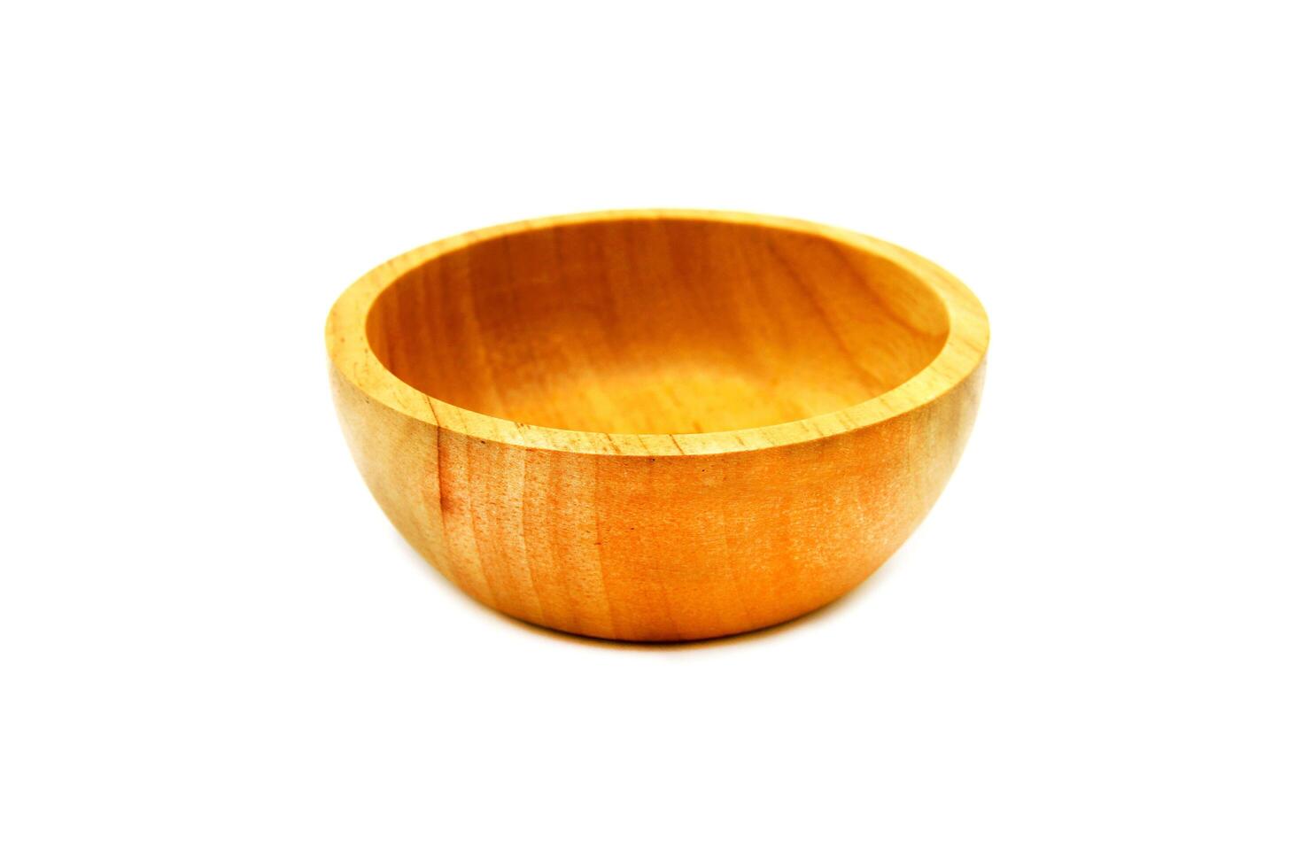 New wooden bowl or container food isolated on white background. Utensil tool and Kitchenware photo