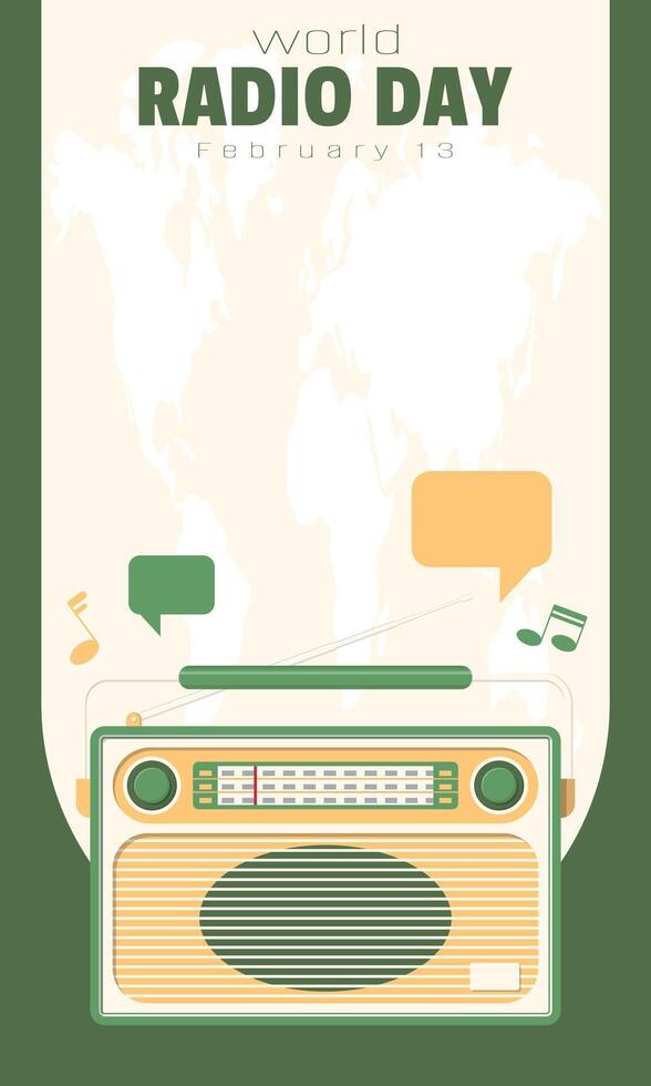 World Radio Day template with retro radio and copy space area vector
