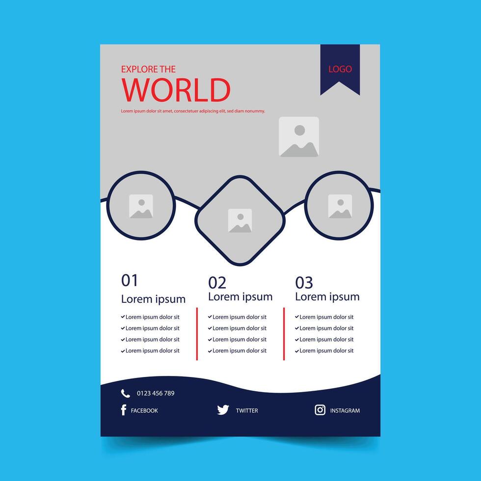 explore the world flyer design vector
