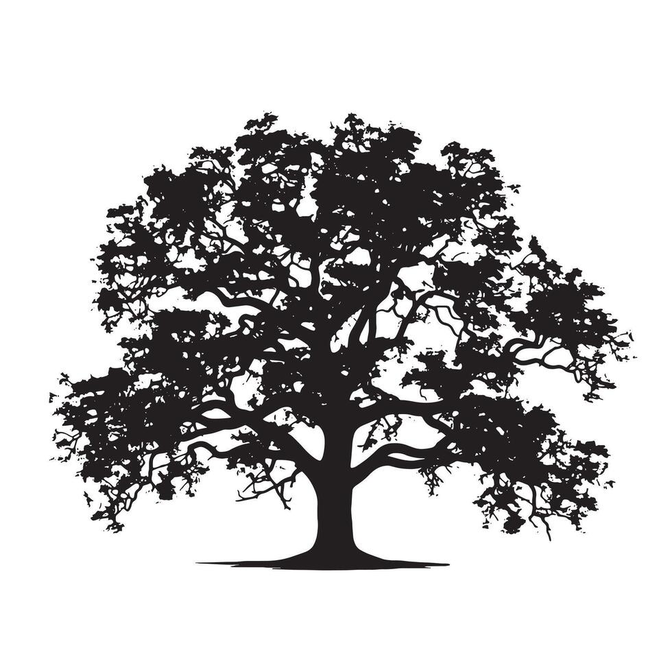 Stylized Oak Tree Silhouette vector