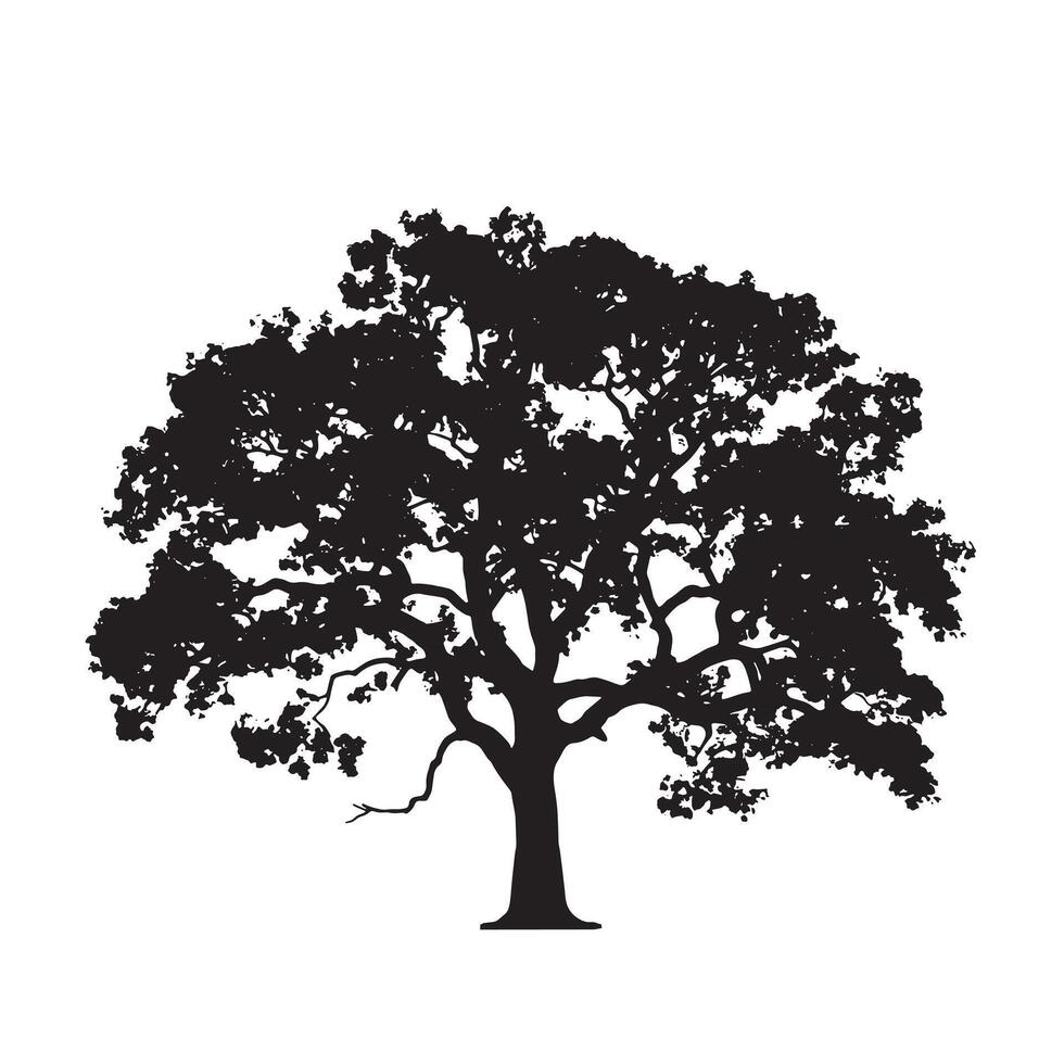 Silhouette Oak Tree for Outdoor Adventure vector