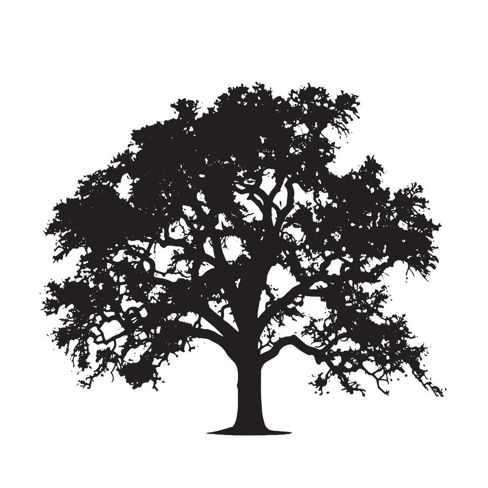 Simplistic Oak Tree Silhouette vector