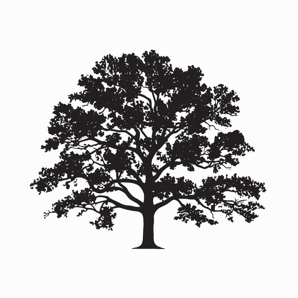 Minimalist Oak Tree Silhouette Clipart vector
