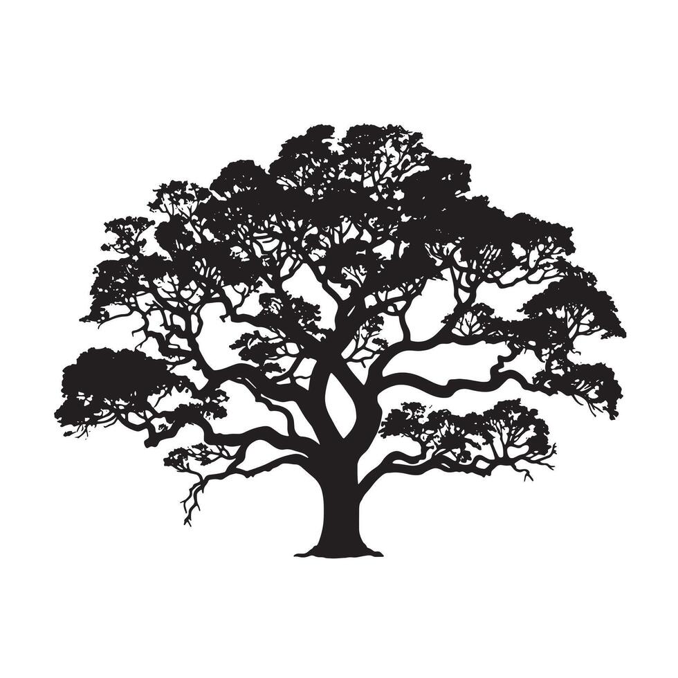 Realistic Oak Tree Silhouette for Posters vector