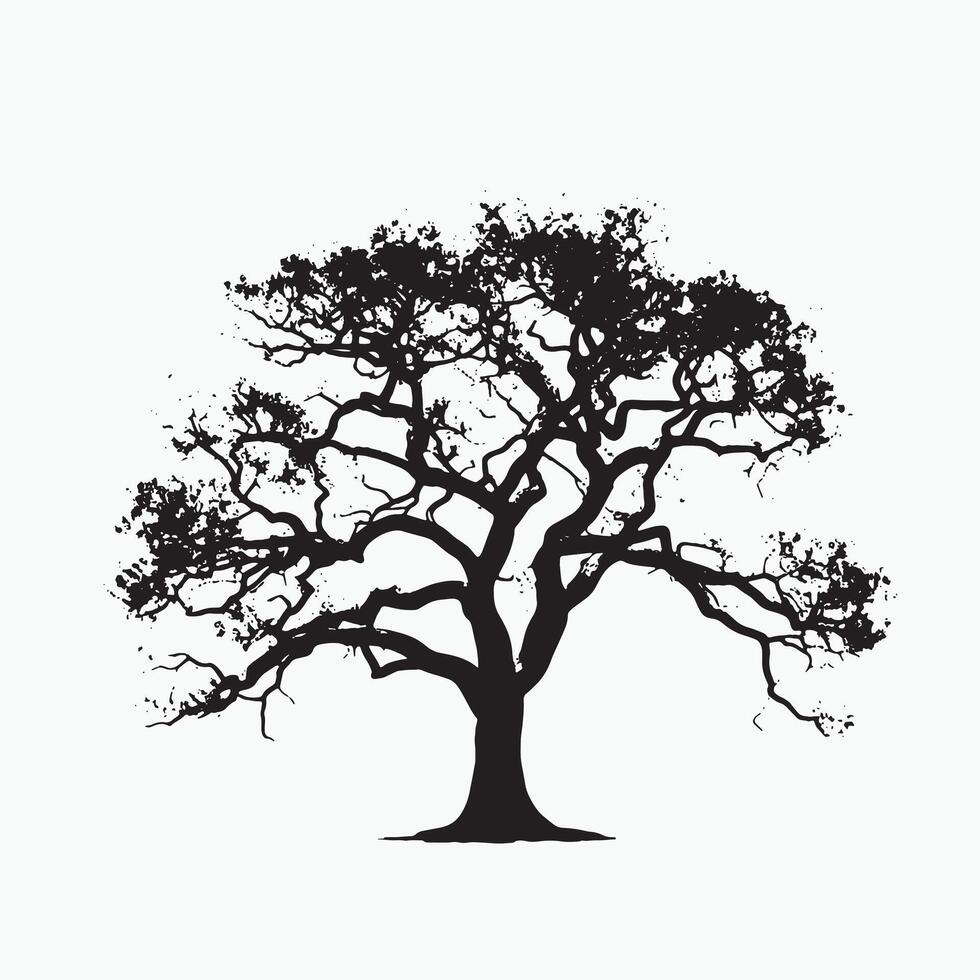 Bold Oak Tree Silhouette vector