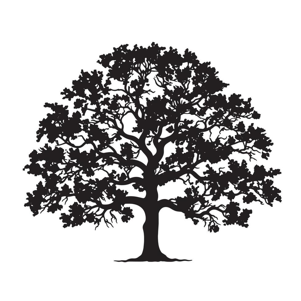 Traditional Oak Tree Silhouette Design vector