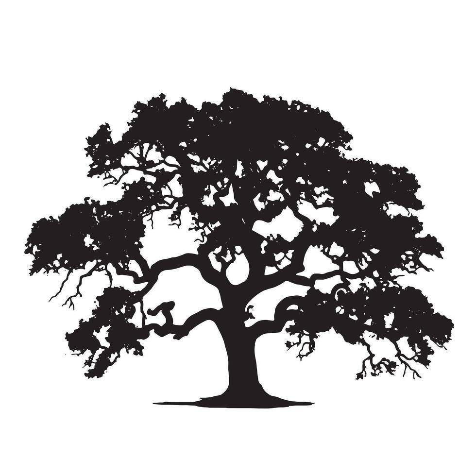 Iconic Oak Tree Silhouette for Nature Branding vector