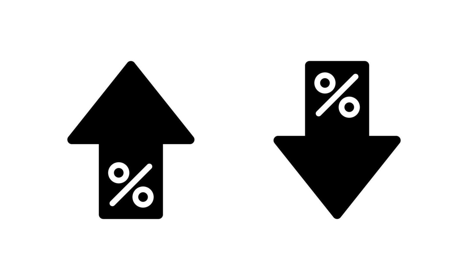 Percent growth and decline icon. Increase and decrease percentage arrow sign symbol vector