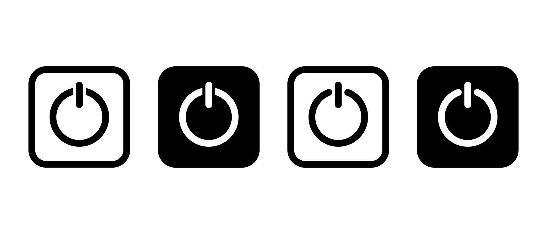 On off power button icon on black square. Switch on switch off sign symbol vector