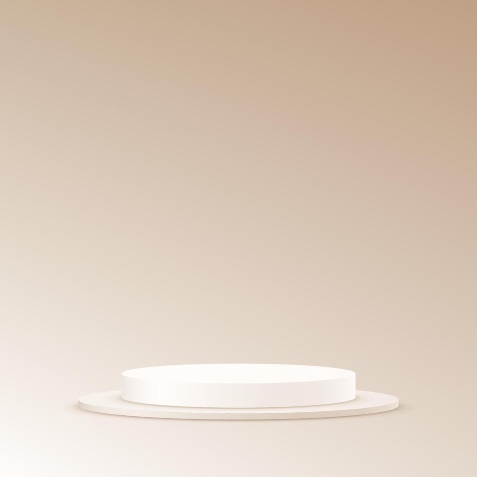 Beige background 3d with white podium. Minimal scene 3D realistic background. Space for selling products on the website. illustration. vector