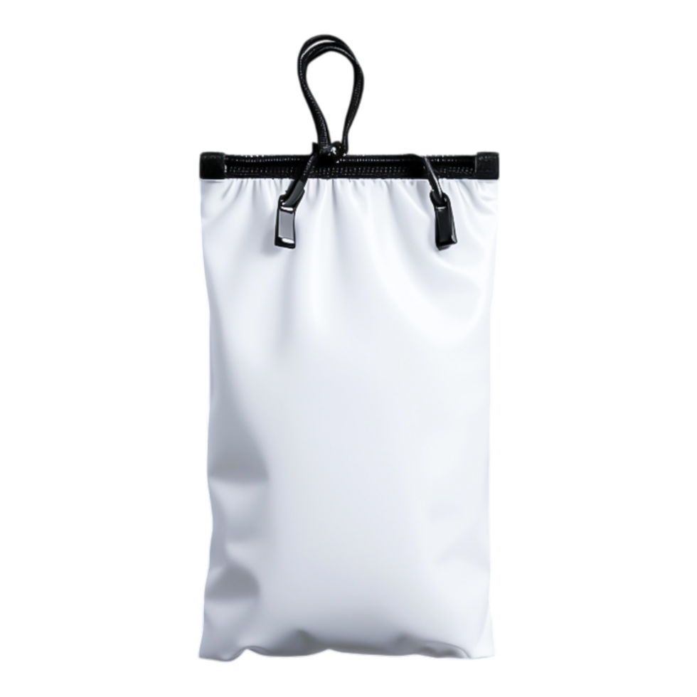 Versatile White Waterproof Pouch with Secure Black Closure png