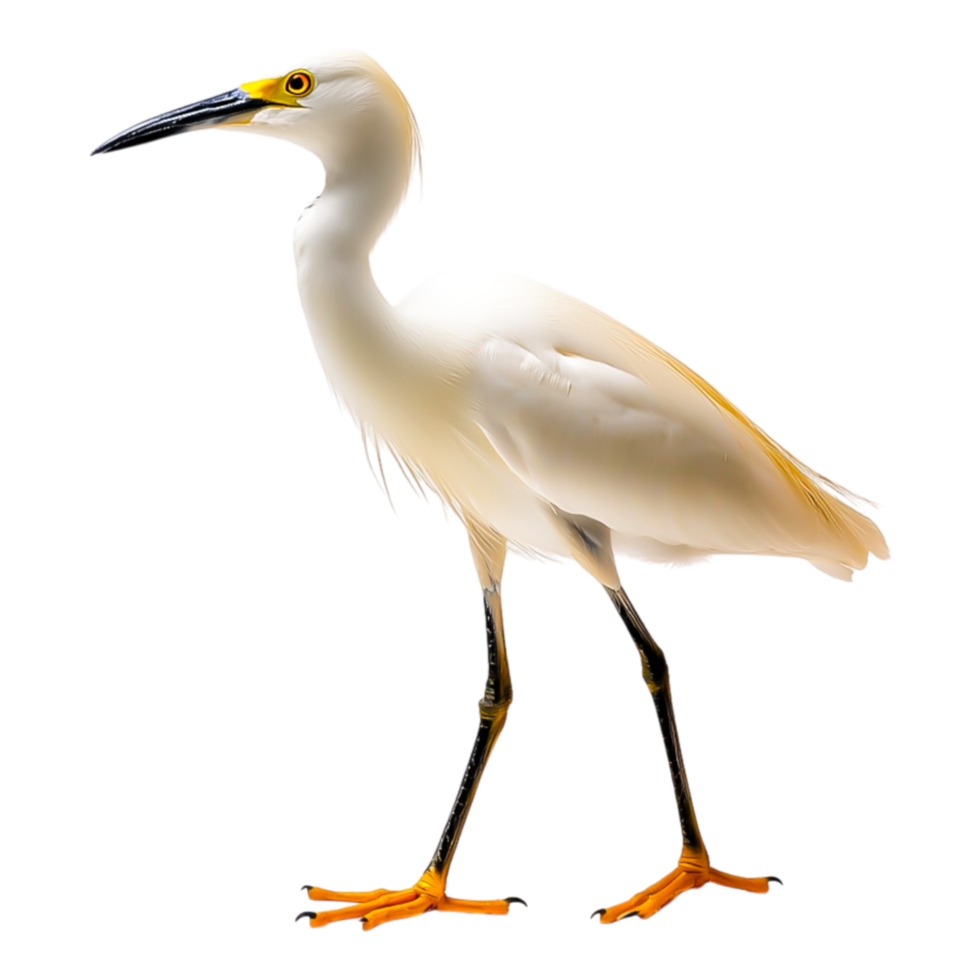 Elegant White Bird with Long Neck Walking Gracefully in Nature png