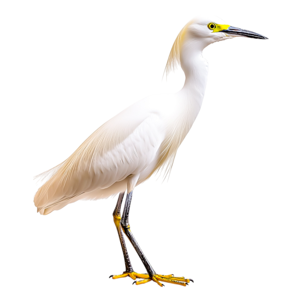 Elegant Snowy Egret in Natural Habitat by Tranquil Water Edge png