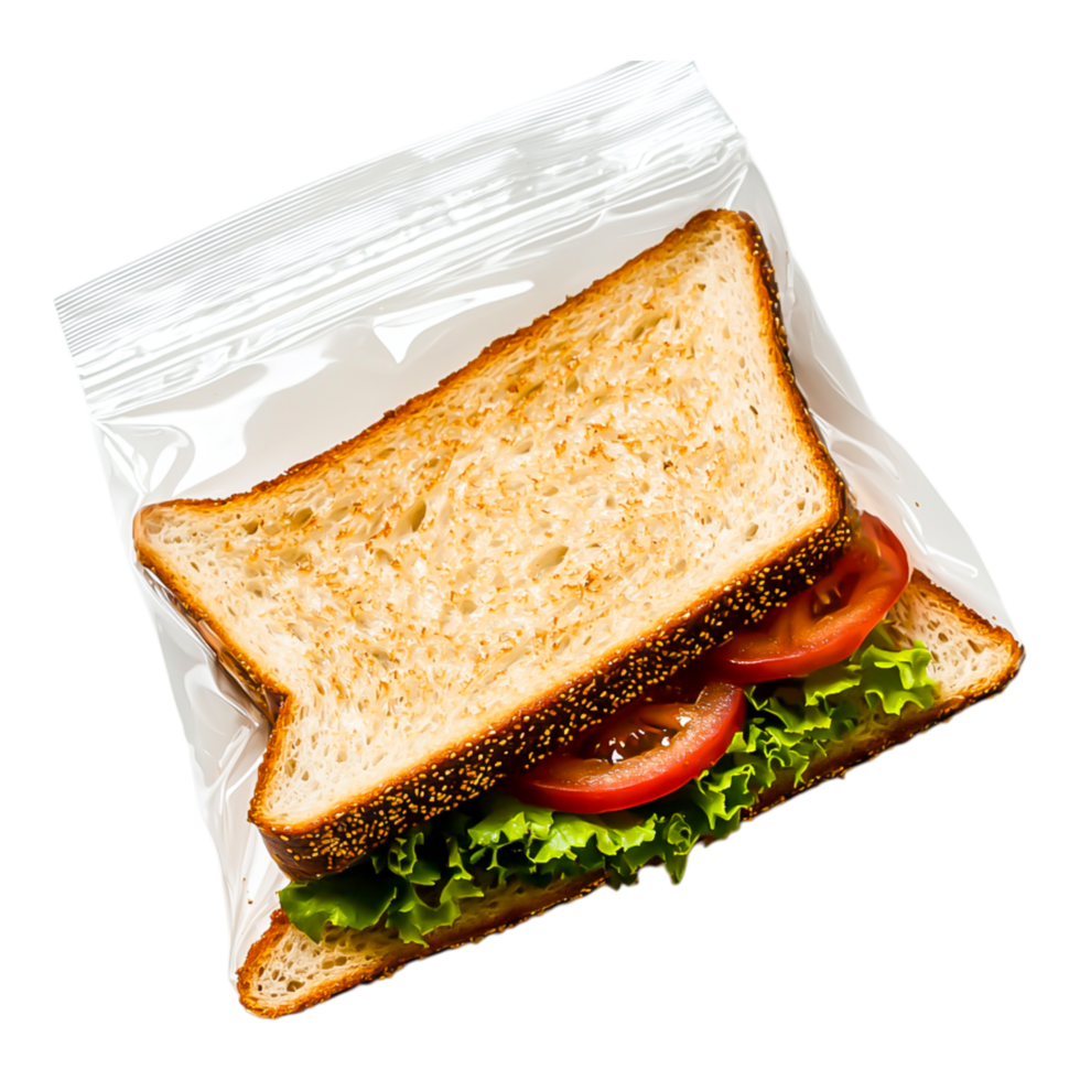 Freshly Made Sandwich in Transparent Ziplock Bag png
