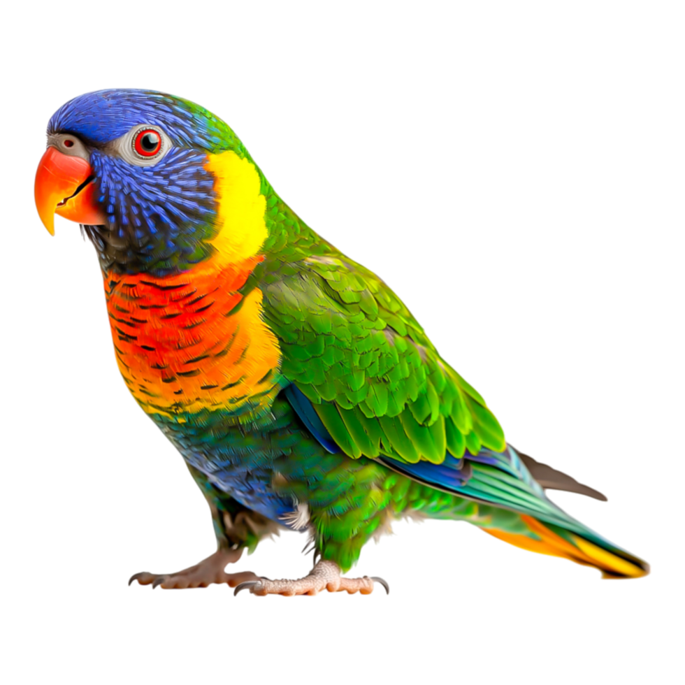 Vibrant Rainbow Lorikeet Perched on a Branch with Colorful Plumage png