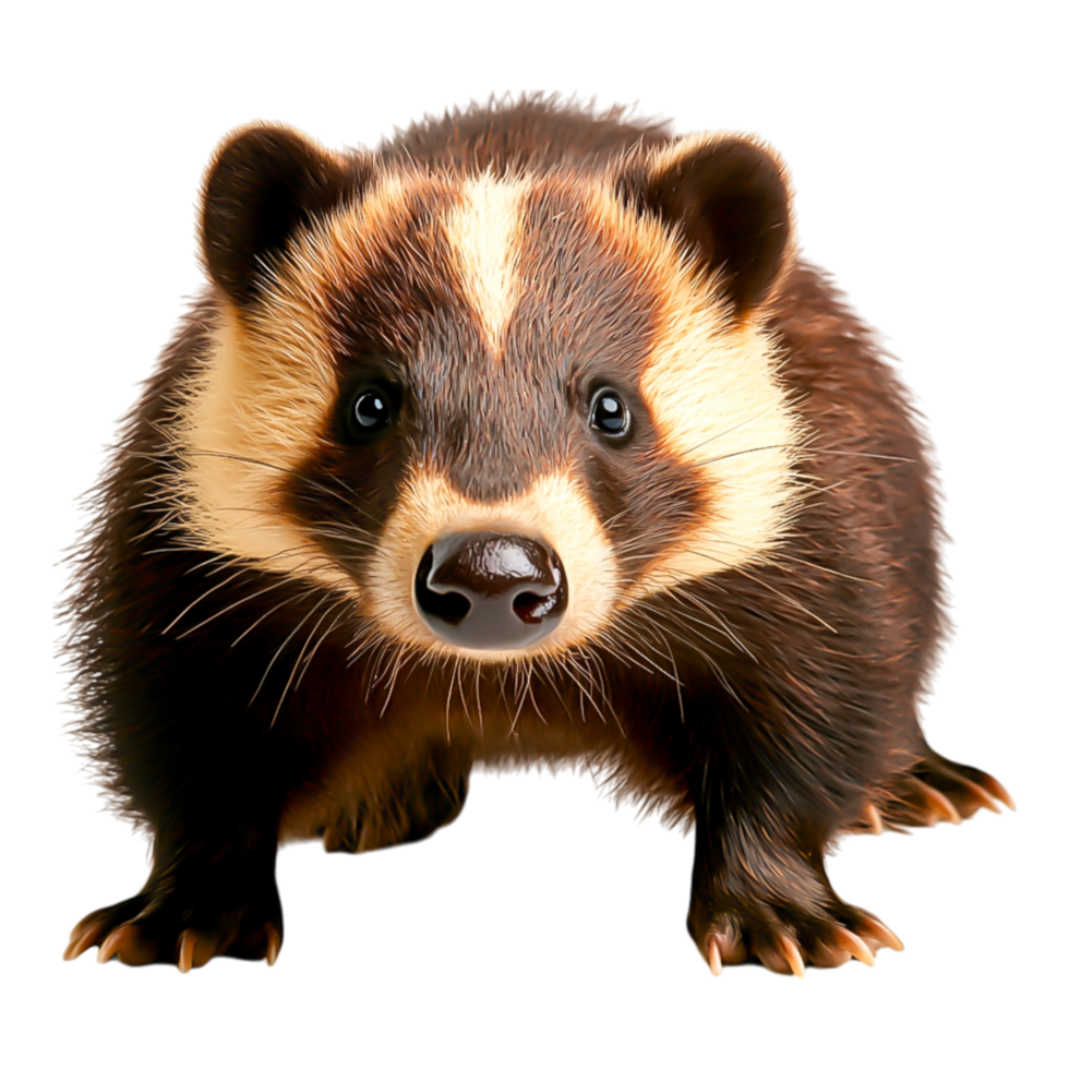 Close-Up of an Amused Badger with Striking Facial Features png