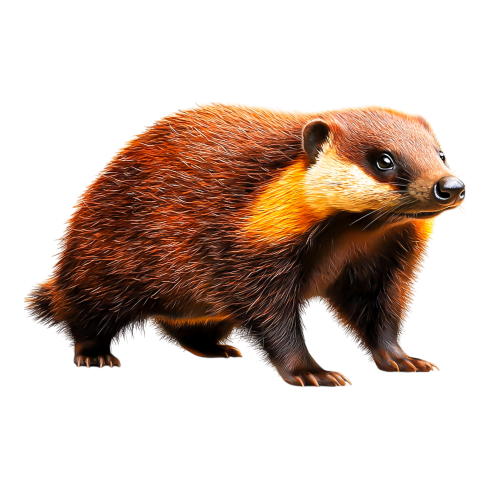 Realistic depiction of a badger in a natural setting, detailed fur png