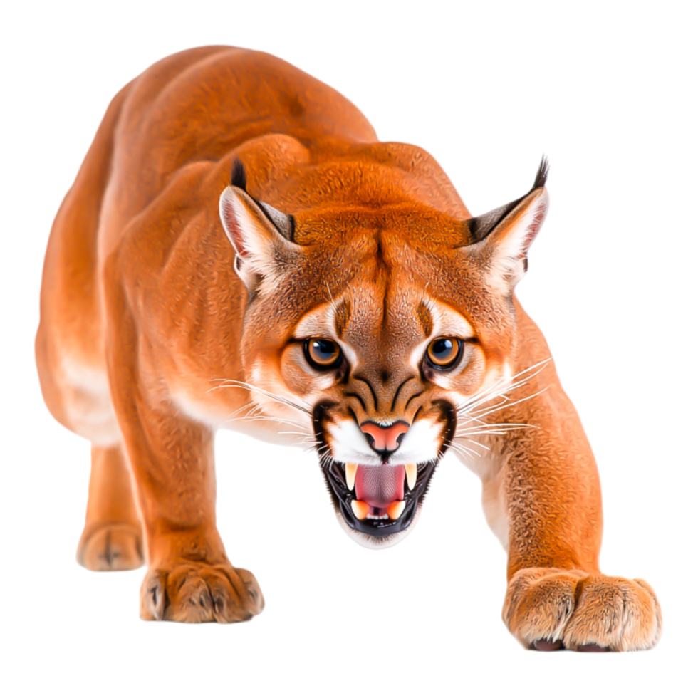 Fierce Cougar Stalking with Bared Teeth in the Wilderness png