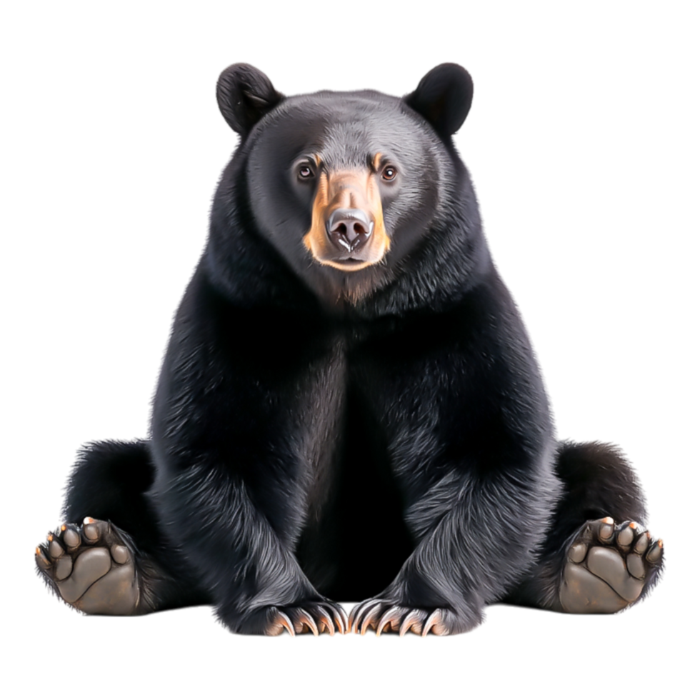 Realistic Black Bear Portrait, Majestic Animal in Natural Pose png