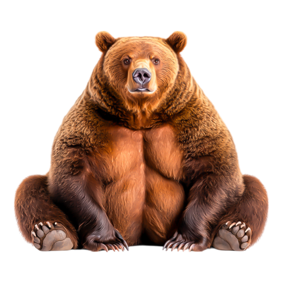 Realistic Detailed Portrait of a Brown Bear Sitting Calmly png