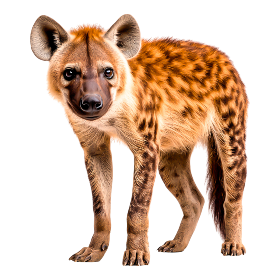 Close-up Portrait of a Curious Hyena with Striking Features png