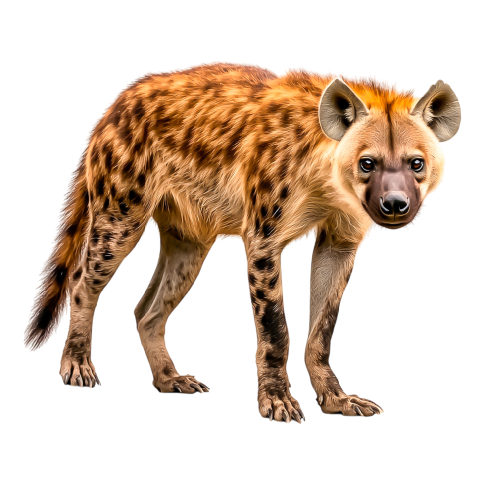 Realistic Hyena Walking on Grass in Natural Habitat Environment png