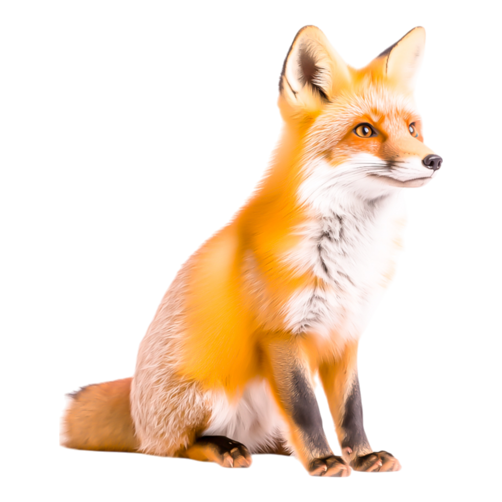 Majestic Red Fox Sitting Gracefully in a Sunlit Forest Clearing png
