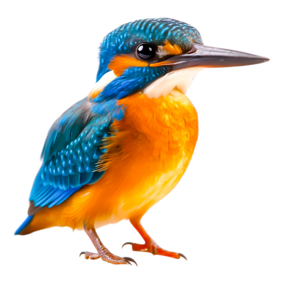 Vibrant Kingfisher Bird with Bright Blue and Orange Feathers png