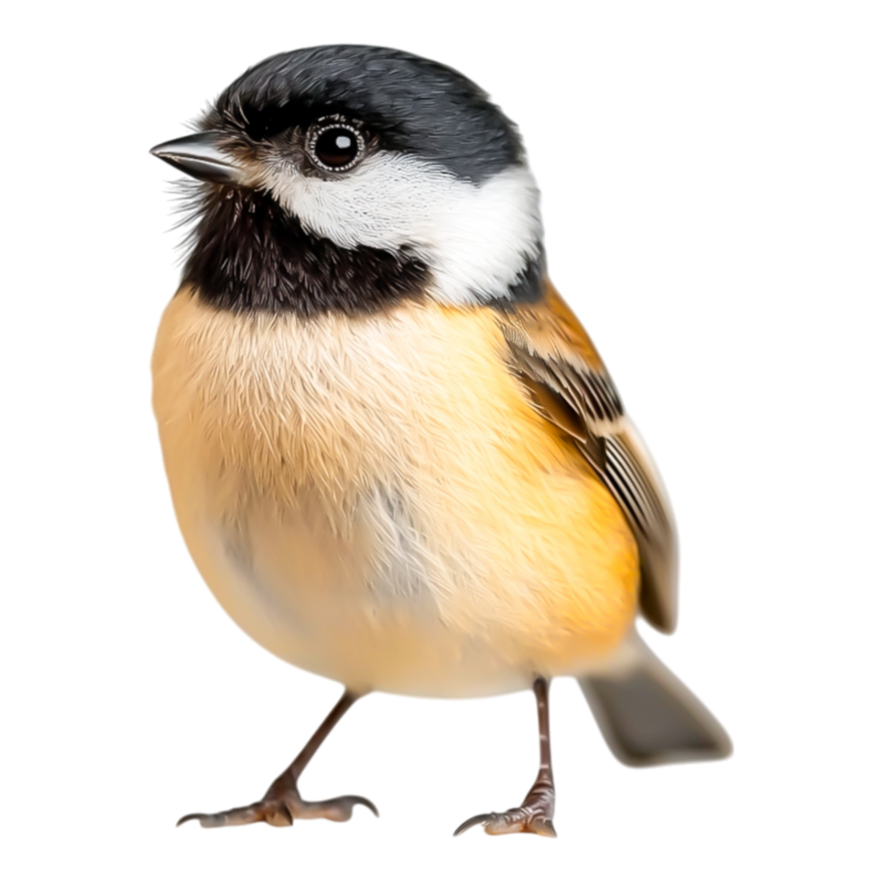 Charming Small Bird with Black and White Head and Orange Chest png