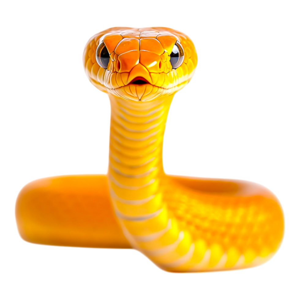 Vibrant Yellow Snake with Striking Eyes in Close-Up View png