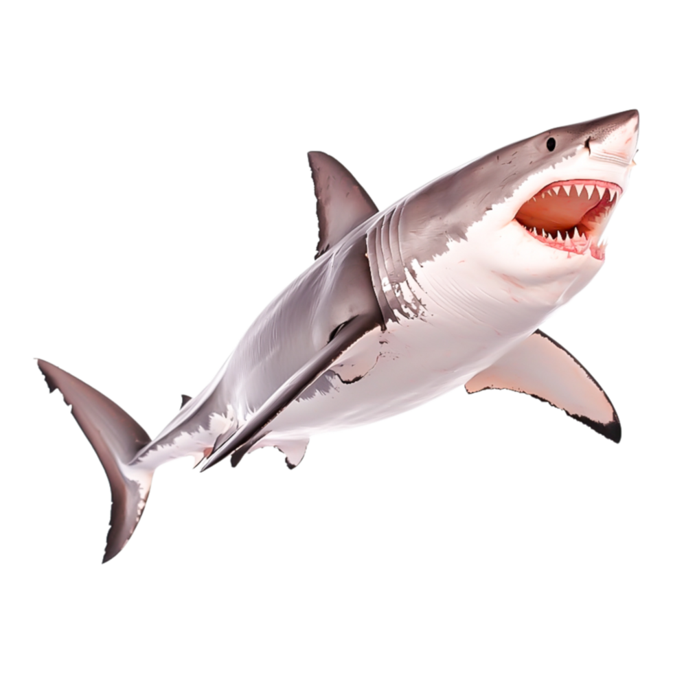 Great White Shark Swimming Aggressively with Open Mouth Display png