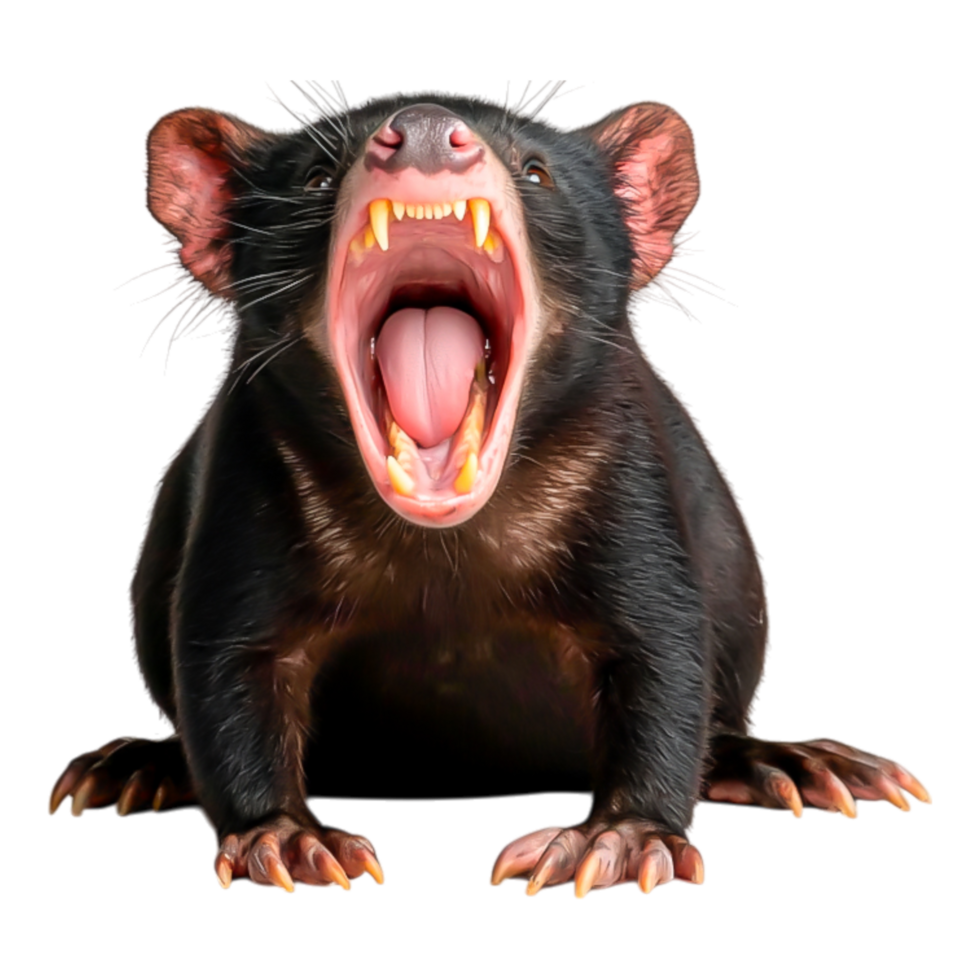 Fierce Tasmanian Devil with Open Mouth and Sharp Teeth Display png