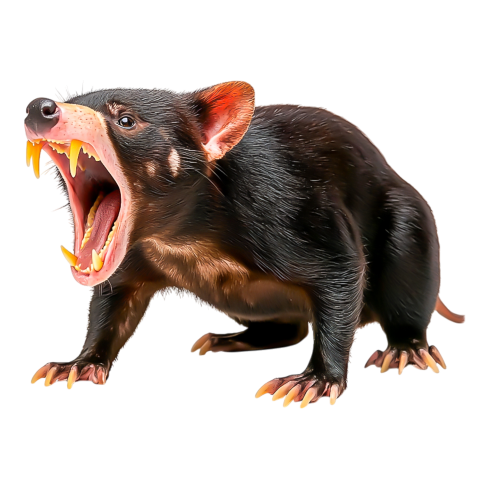 Fierce Tasmanian Devil Displaying Aggression in Natural Habitat png