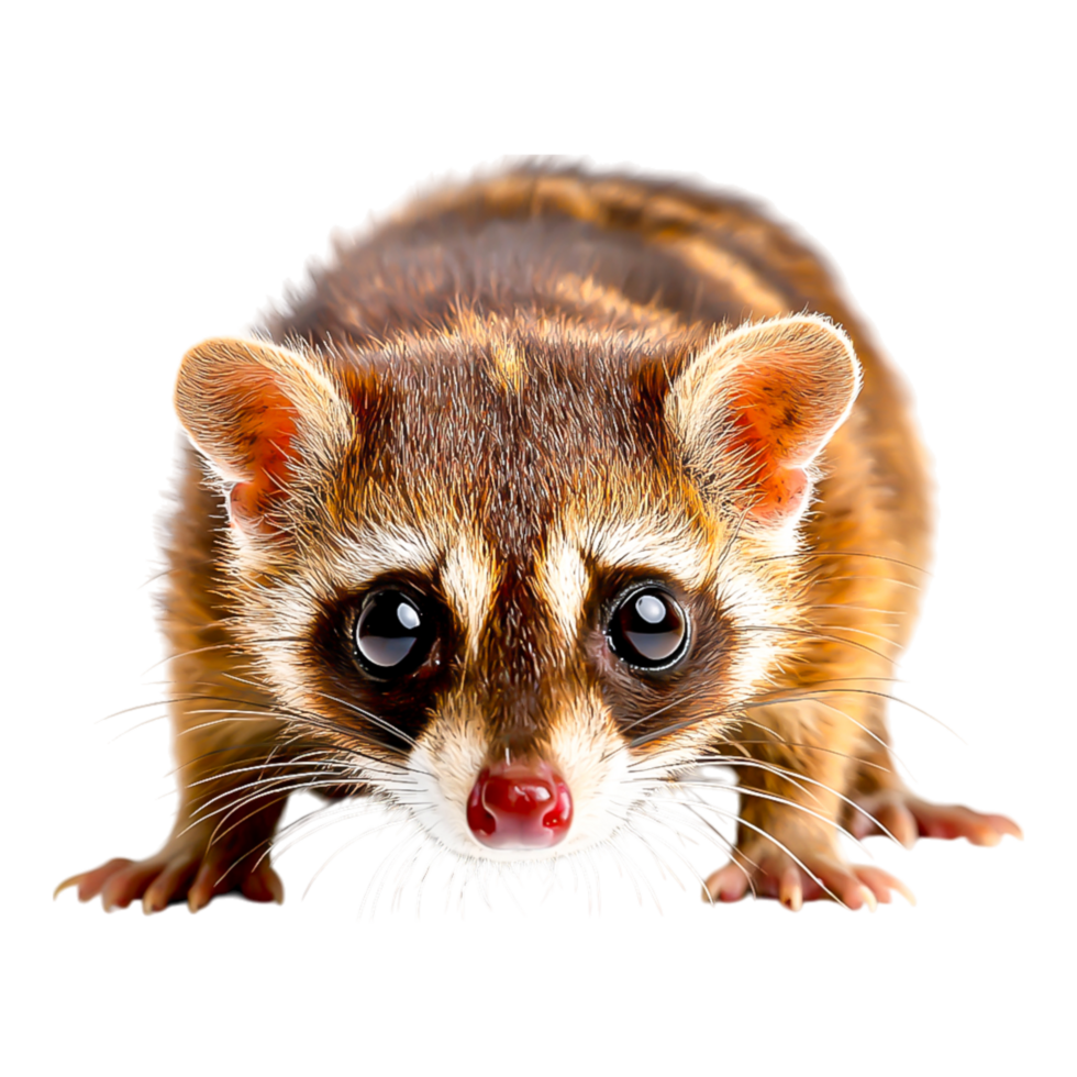 Cute Small Mammal with Striped Fur and Large Eyes in Focus png