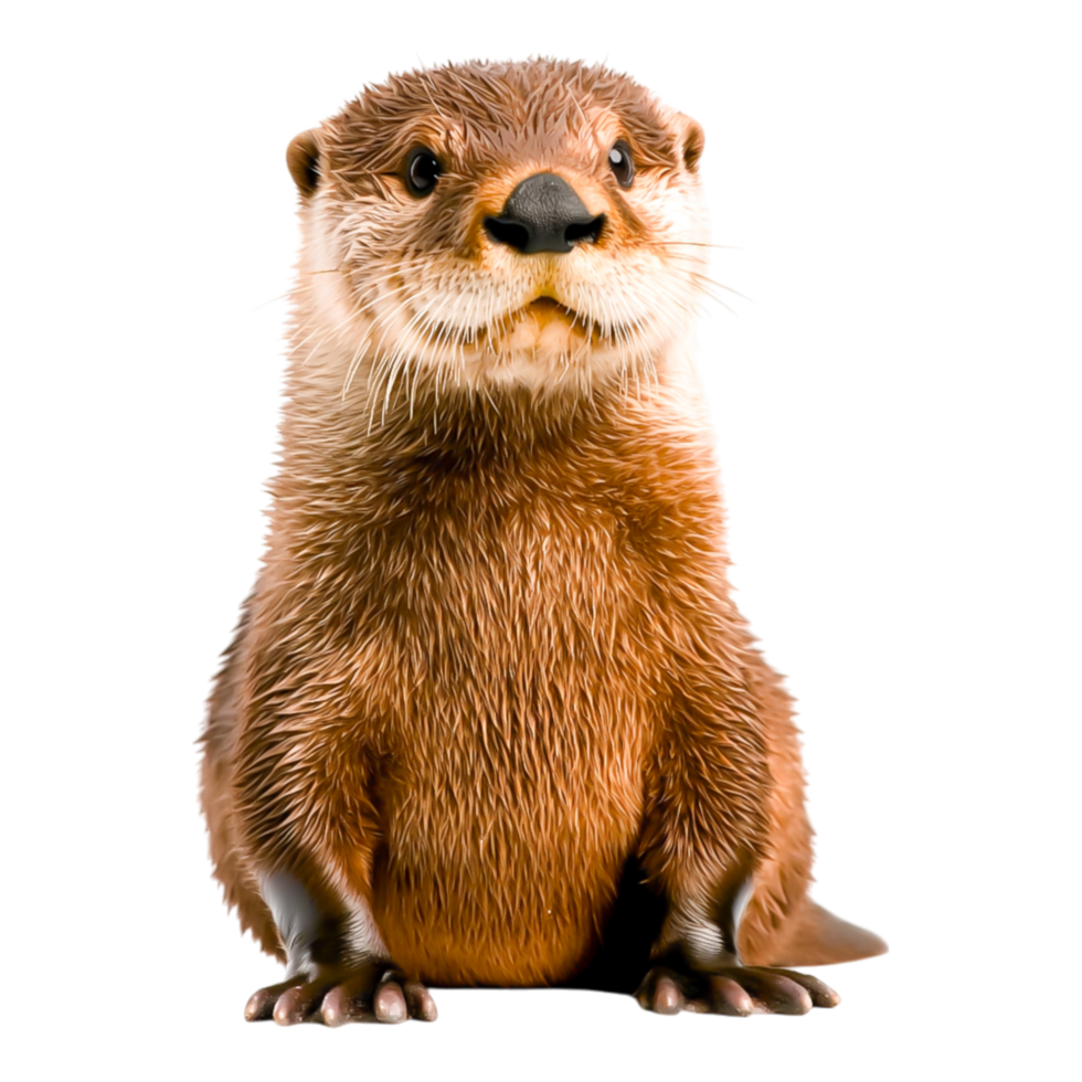 Cute and Playful Otter Sitting Upright with a Charming Expression png