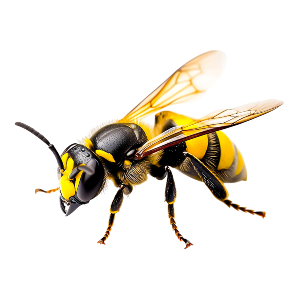 Close-Up View of a Beautiful Yellow and Black Bee png