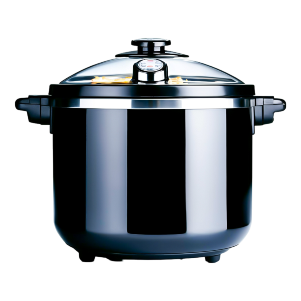 Sleek Black Pressure Cooker Lid and Dial Gauge png