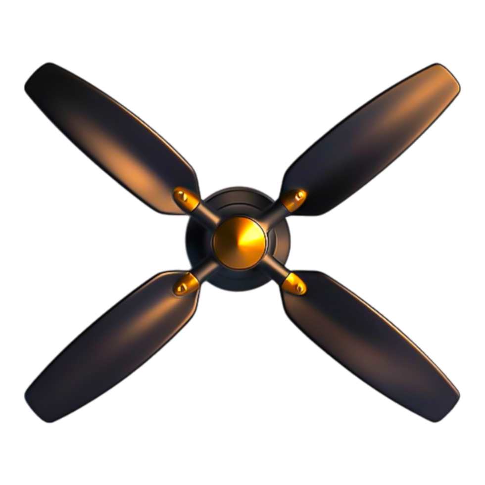 Modern Stylish Ceiling Fan with Four Sleek Blades and Metallic Finish png