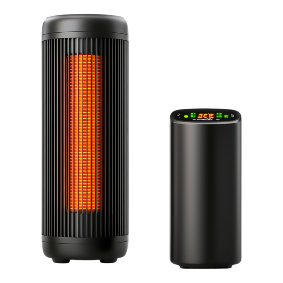 Modern Electric Heater with Digital Display and Realistic Heat Element png