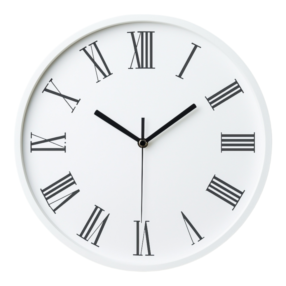 Modern Wall Clock with Roman Numerals png