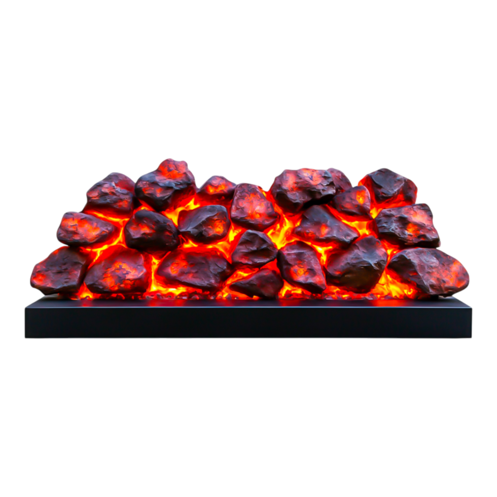 Realistic Lava Rocks with Glowing Ember Effect for Background Use png