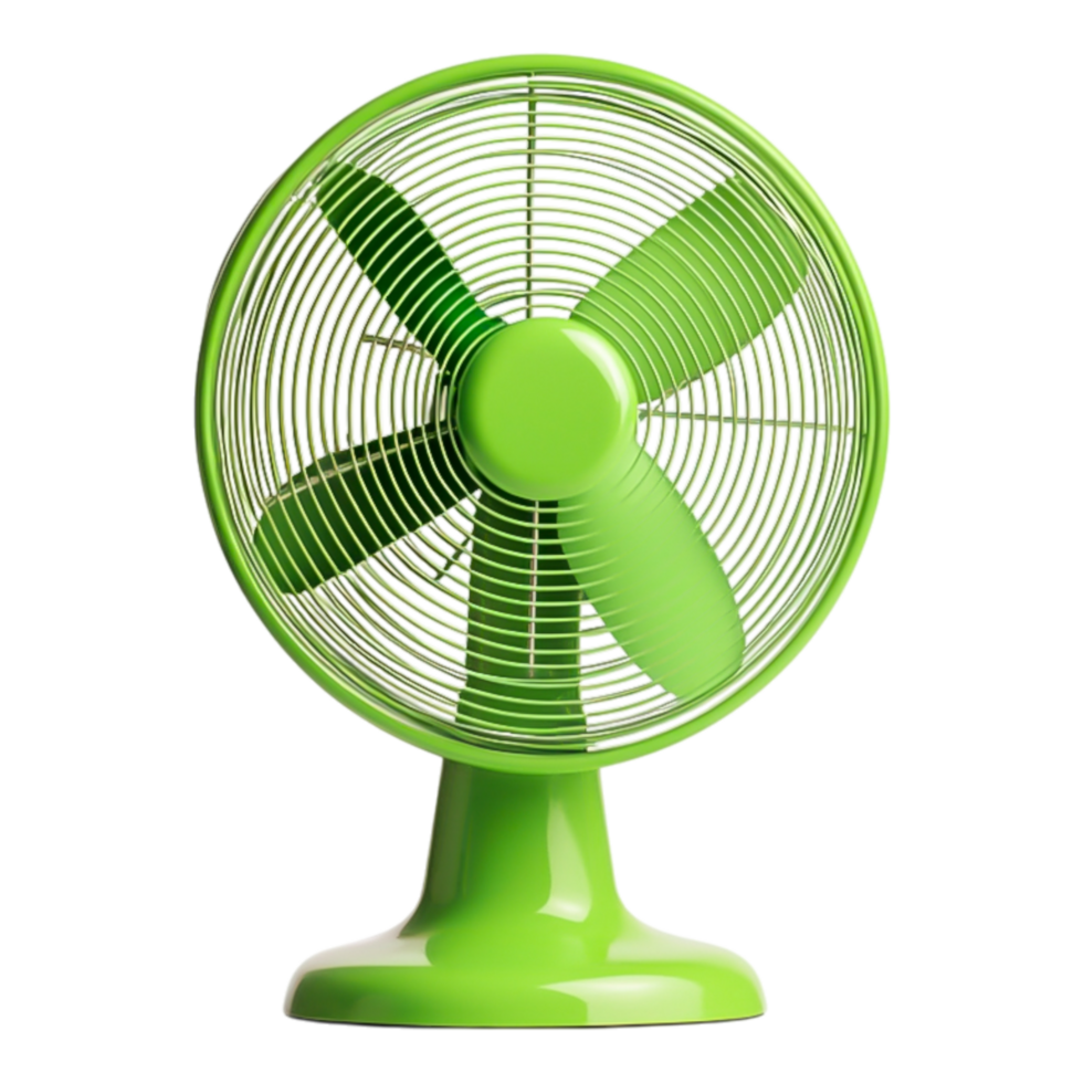 Green Vintage Desk Fan with Three Blades png