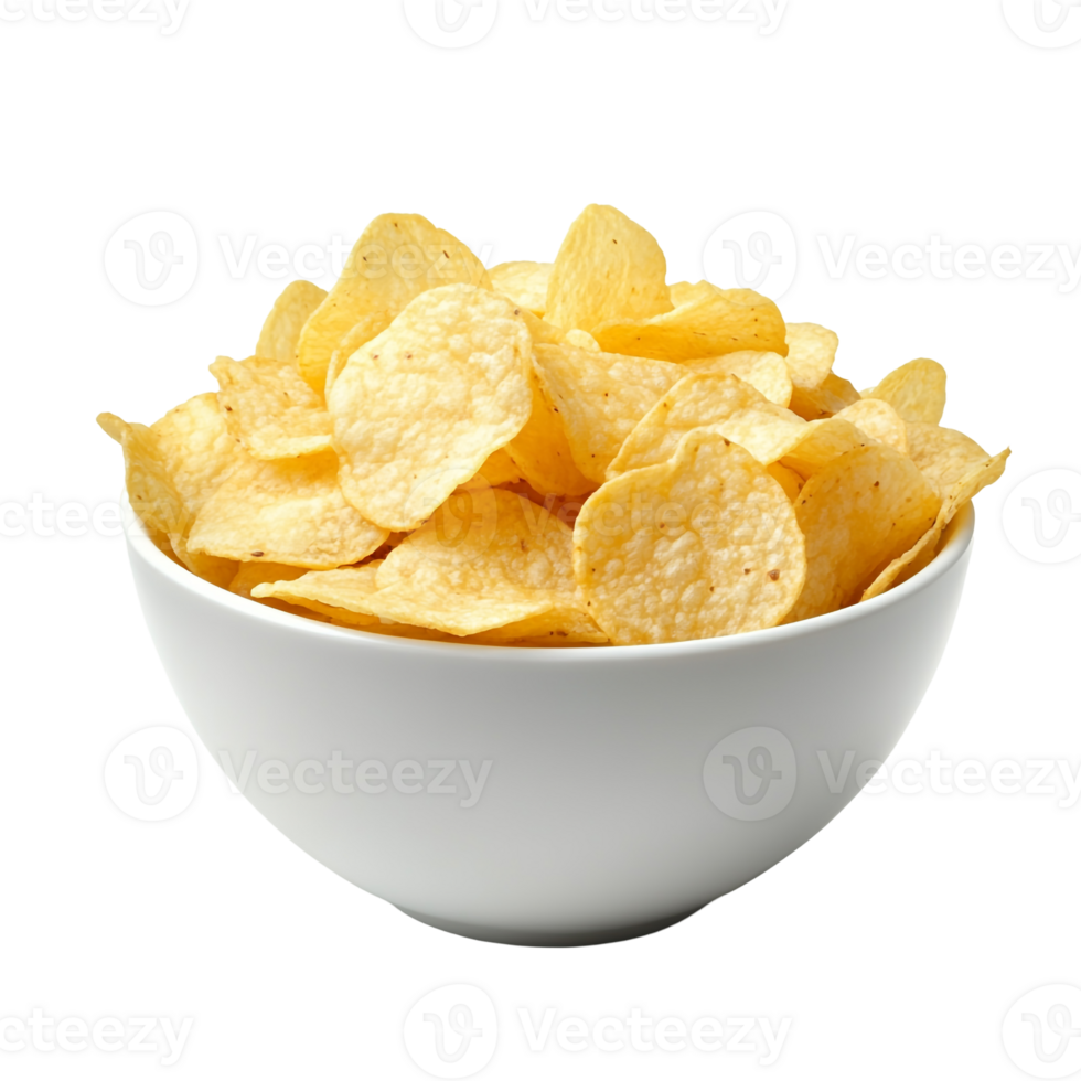 Freshly Filled Bowl of Crunchy Potato Chips png