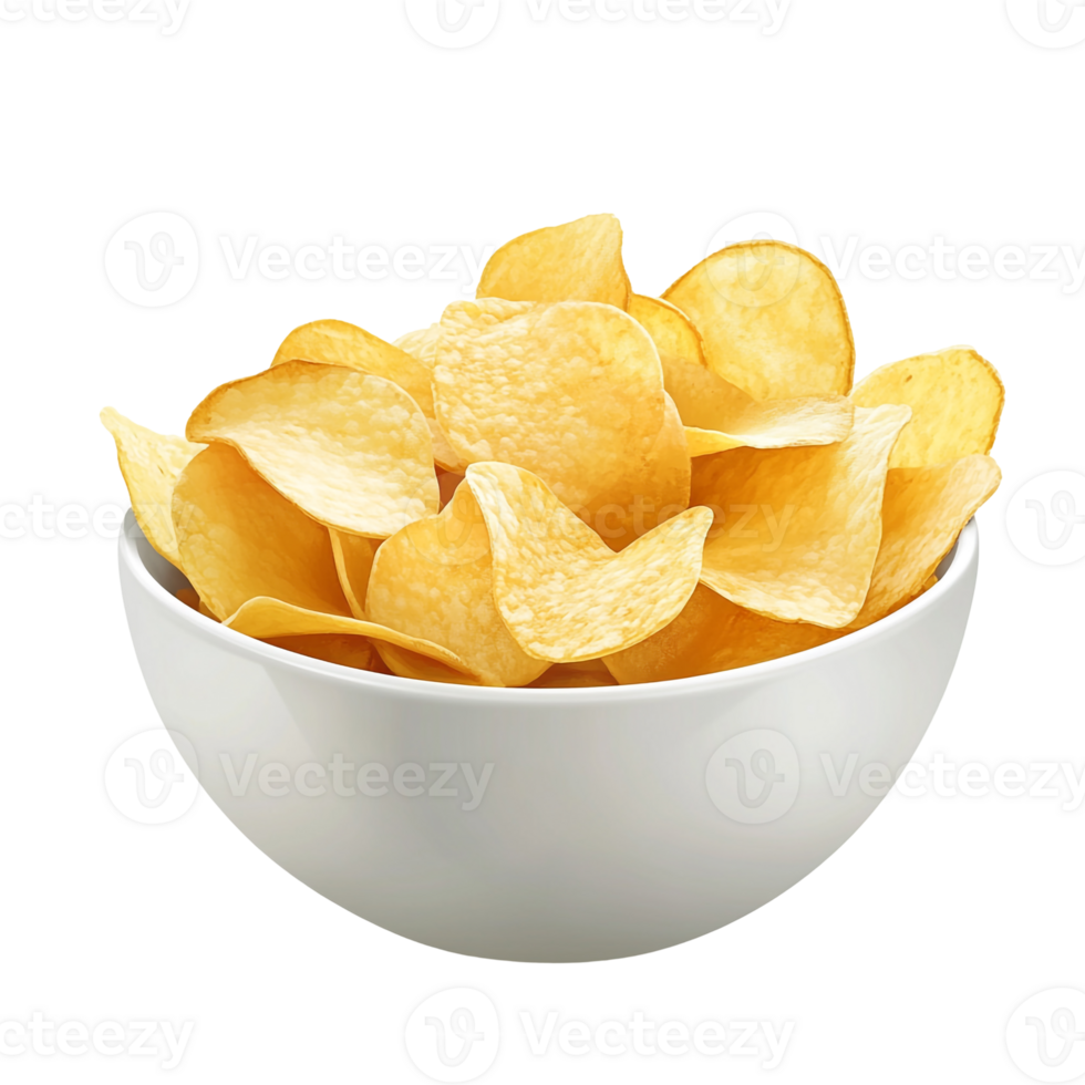 Bowl Filled with Crispy Potato Chips png