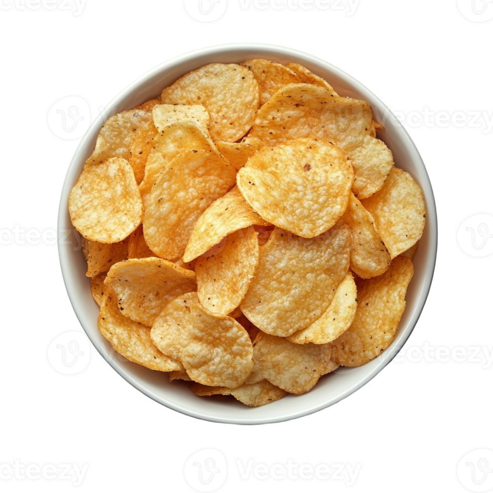 Full Bowl of Salted Potato Chips png